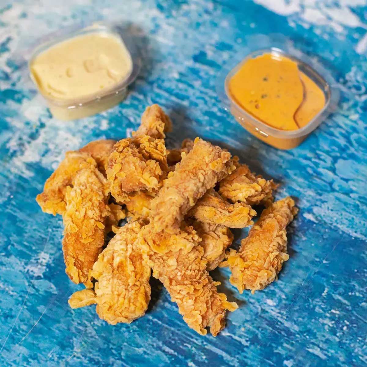 Mini Strips with Garlic Sauce